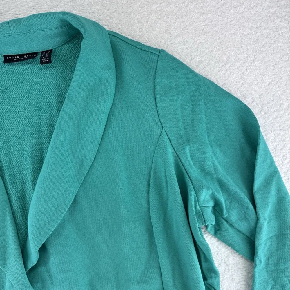 Susan Graver Weekend Marina Knit Blazer Size 2X Raw Turquoise